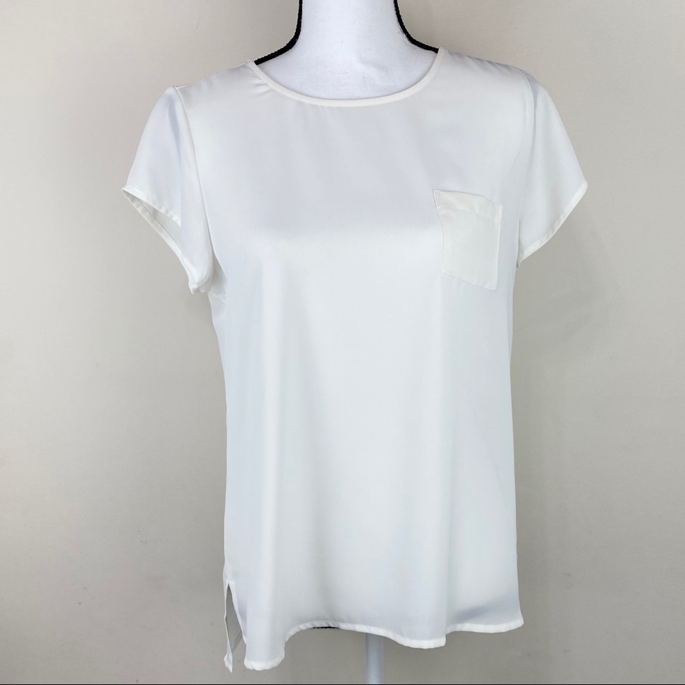 The Limited short sleeve hi/low hem semi-sheer top